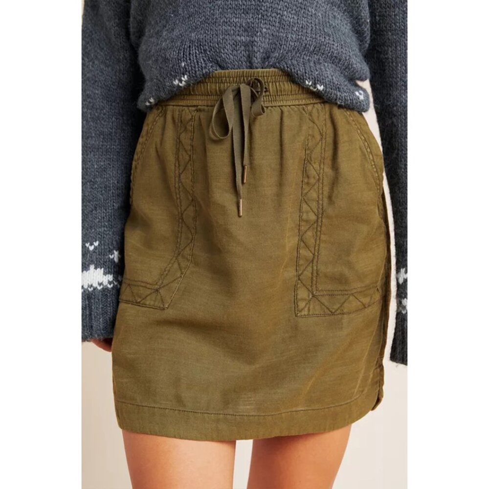 Anthropologie Pilcro Lea Utility Mini Skirt Olive M